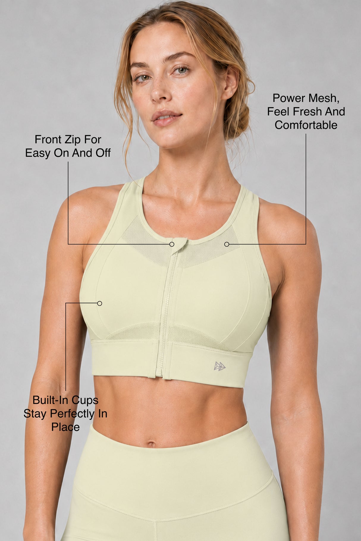 Sculpt™ Zip Front Breathable Racerback High Support Running Bra | Women's High Support Sports Bra