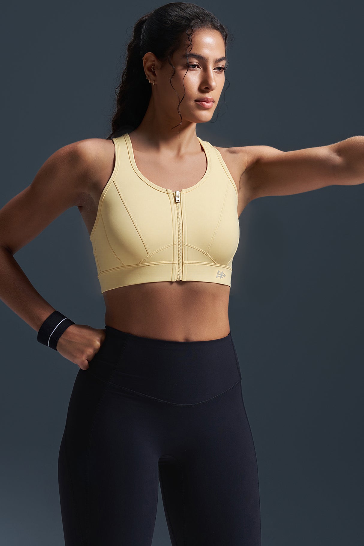 Reggiseno da corsa imbottito con schiena incrociata in rete e cerniera frontale Enfold | Reggiseno sportivo ad alto sostegno da donna