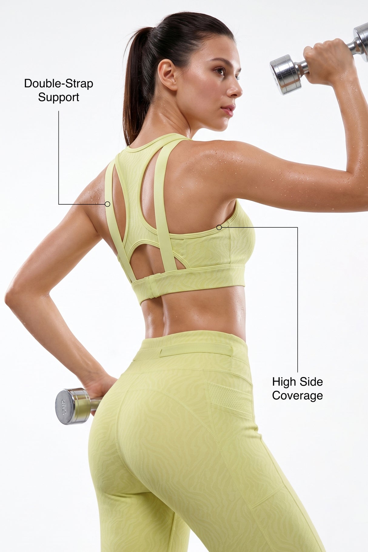 Yellow Racerback Mesh Full Coverage Running Bra | Medium-Impact Support Best For Running, HIIT, Yoga & Training