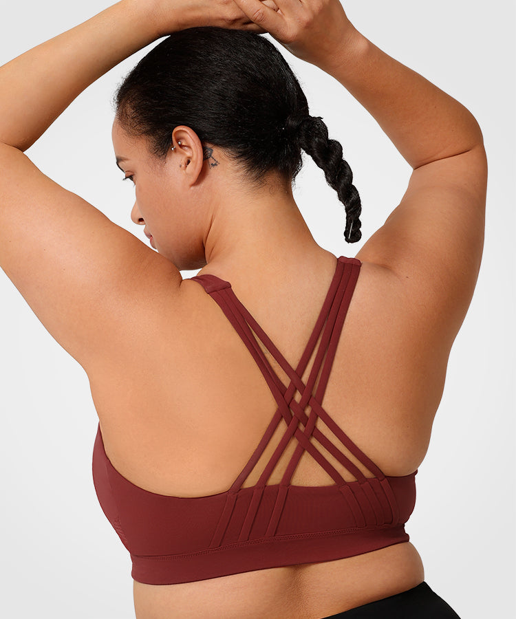 Power Zip Front Criss Cross Vadderad Löpar-BH | Sport-BH med högt stöd för kvinnor