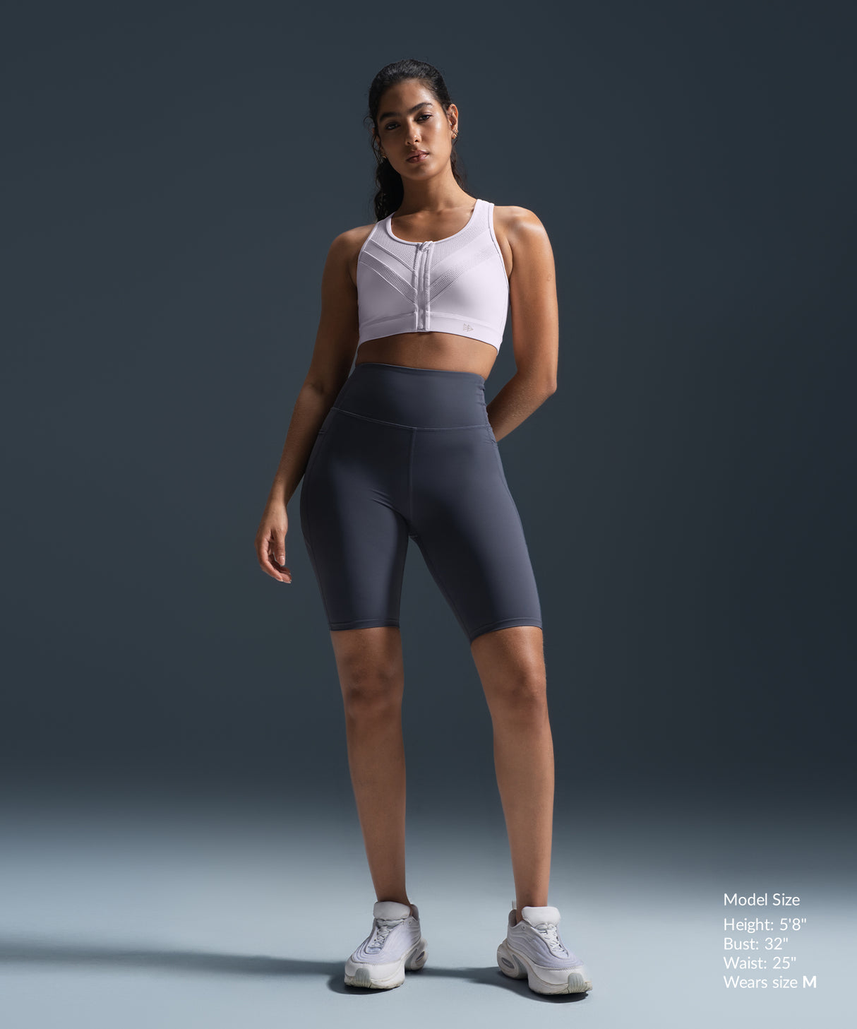 Enfold Zip Mesh Padded Running Bra | Women's High Support Sports Bra