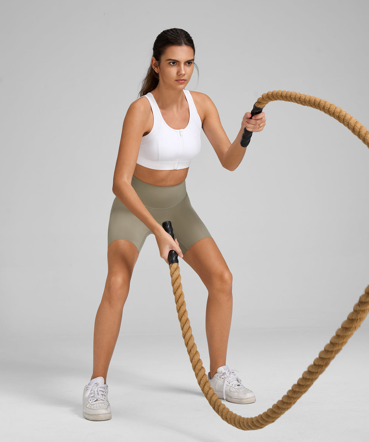 Power Cutout Racerback Zip Front Running Bra | Women's High Support Sports Bra