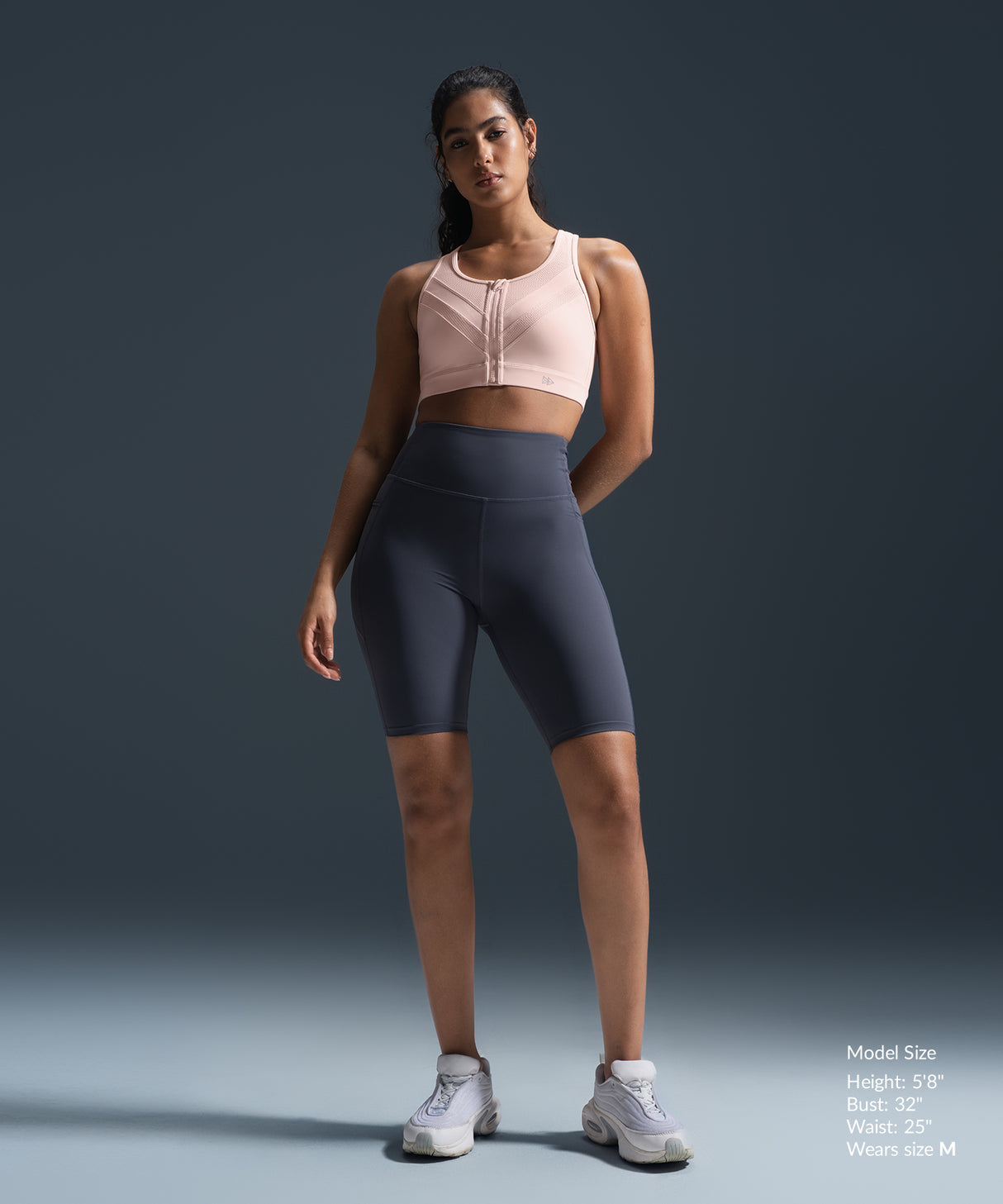 Sujetador para correr acolchado de malla con cremallera Enfold | Sujetador deportivo de alta sujeción para mujer