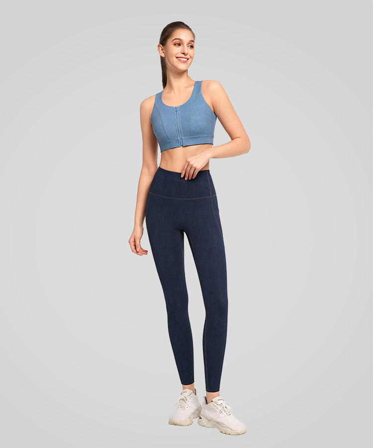 Anywhere Fashion Lauf-BH aus Denim-Imitat | Sport-BH mit starkem Halt für Damen