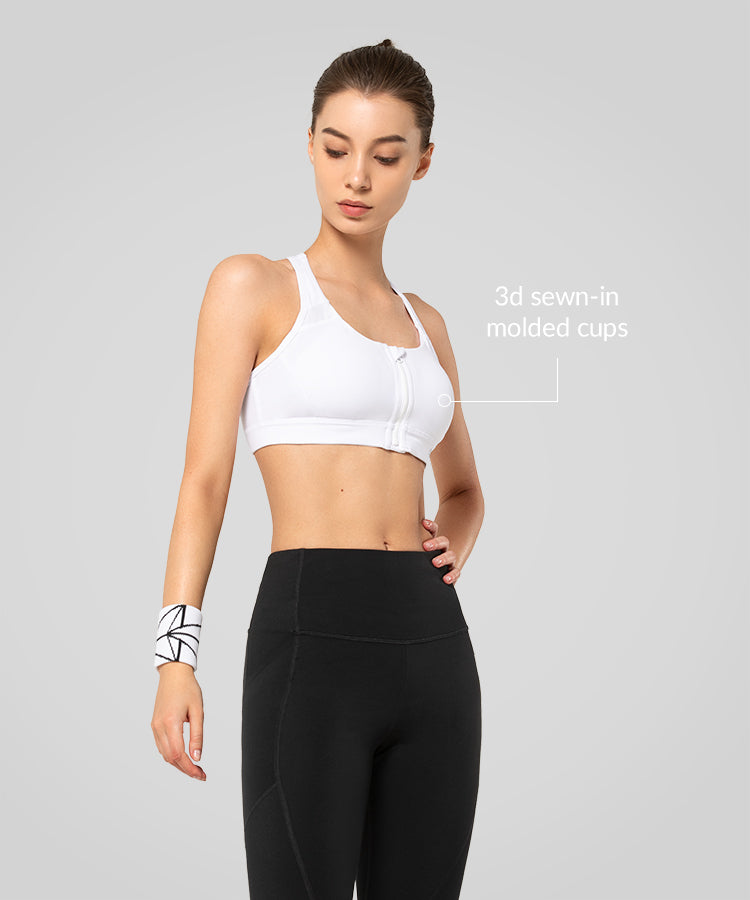 Reggiseno da corsa imbottito con cerniera frontale Enfold | Reggiseno sportivo ad alto sostegno da donna Reggiseno da corsa imbottito con cerniera frontale Enfold | Reggiseno sportivo ad alto sostegno da donna