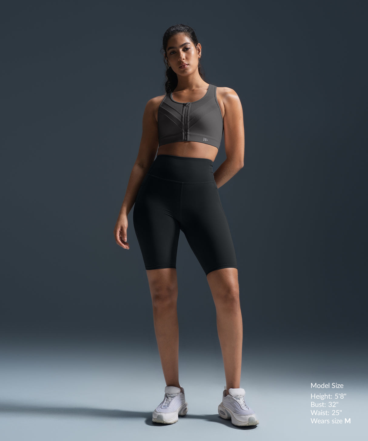 Enfold Zip Mesh Padded Running Bra | Women's High Support Sports Bra