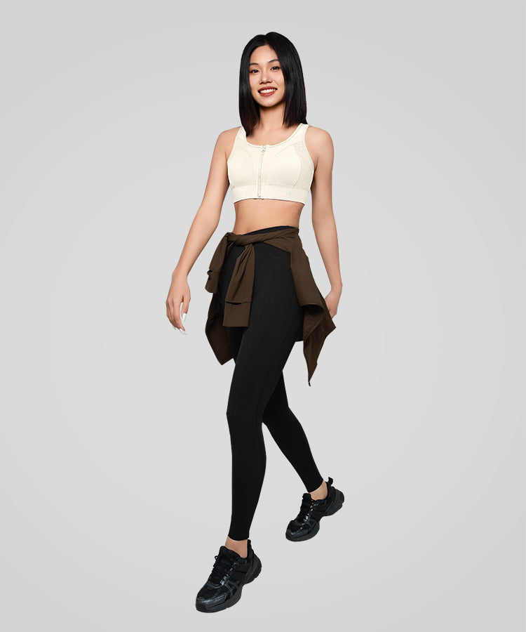 Sujetador deportivo acolchado y transpirable con empalme de malla Echo | Sujetador deportivo de alta sujeción para mujer