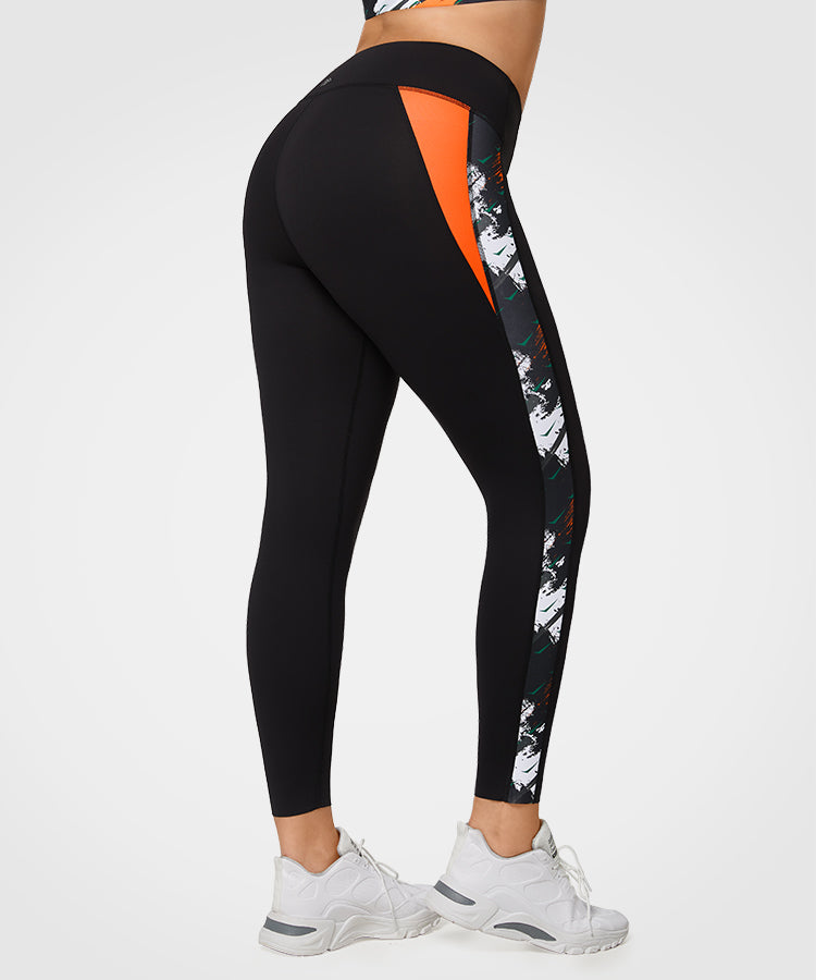 Elastische Laufleggings mit Echo-Print | Leggings mit hohem Halt für Damen