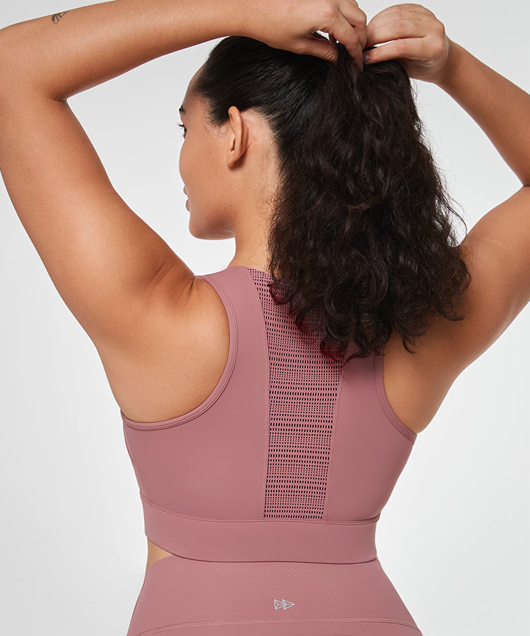 Reggiseno da corsa imbottito Echo Zipper Mesh Racerback | Reggiseno sportivo ad alto sostegno da donna