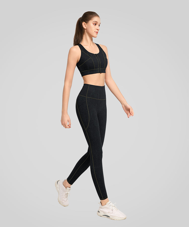 Anywhere Fashion Lauf-BH aus Denim-Imitat | Sport-BH mit starkem Halt für Damen