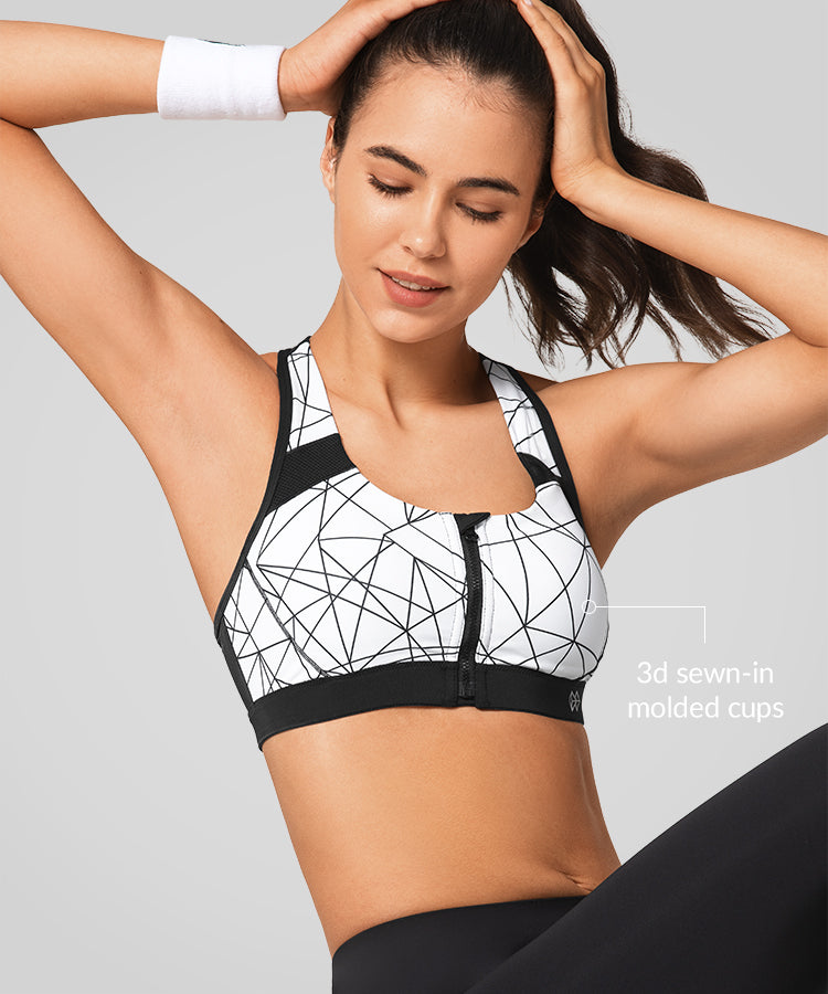 Enfold Zip Front Padded Running Bra | Women's High Support Sports Bra