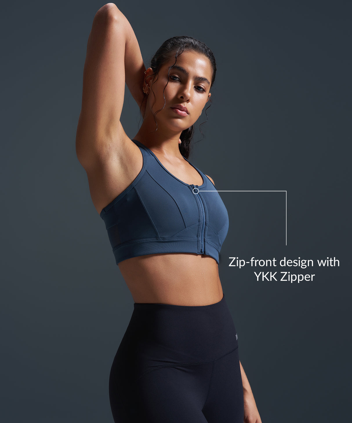 Enfold Zip Front Mesh Racerback Padded Running Bra | Women's High Support Sports Bra Enfold Zip Front Mesh Racerback Padded Running Bra | Women's High Support Sports Bra