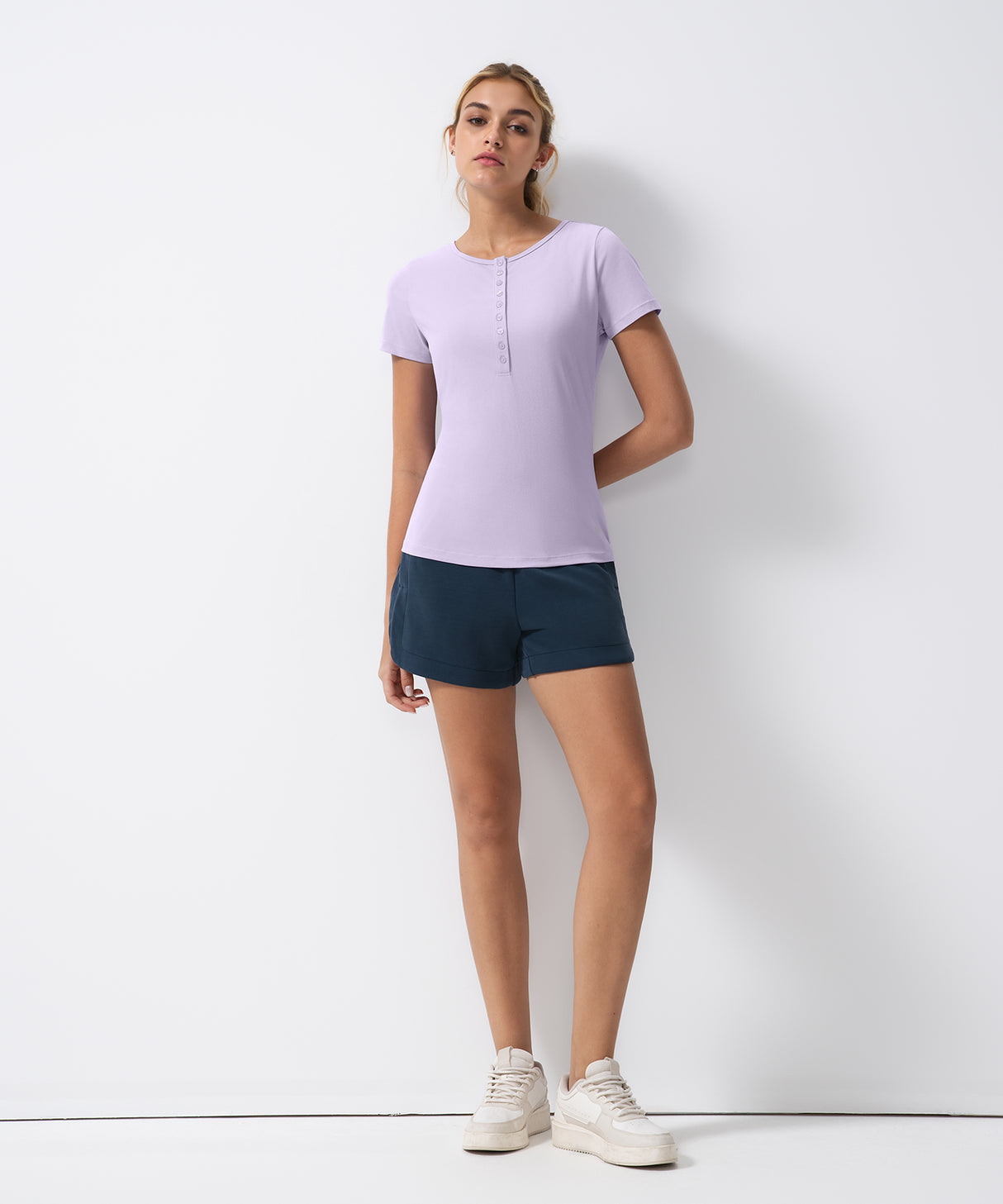 Anywhere Soft & Lightweight Basic Henley T-Shirt| Women's Short Sleeve T-shirt