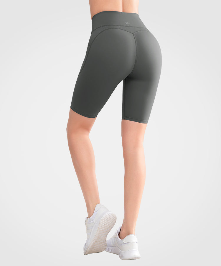 Echo High Waist Biker-Shorts mit seitlichen Taschen und Perforation, 8" | Sport-Shorts mit hohem Halt für Damen