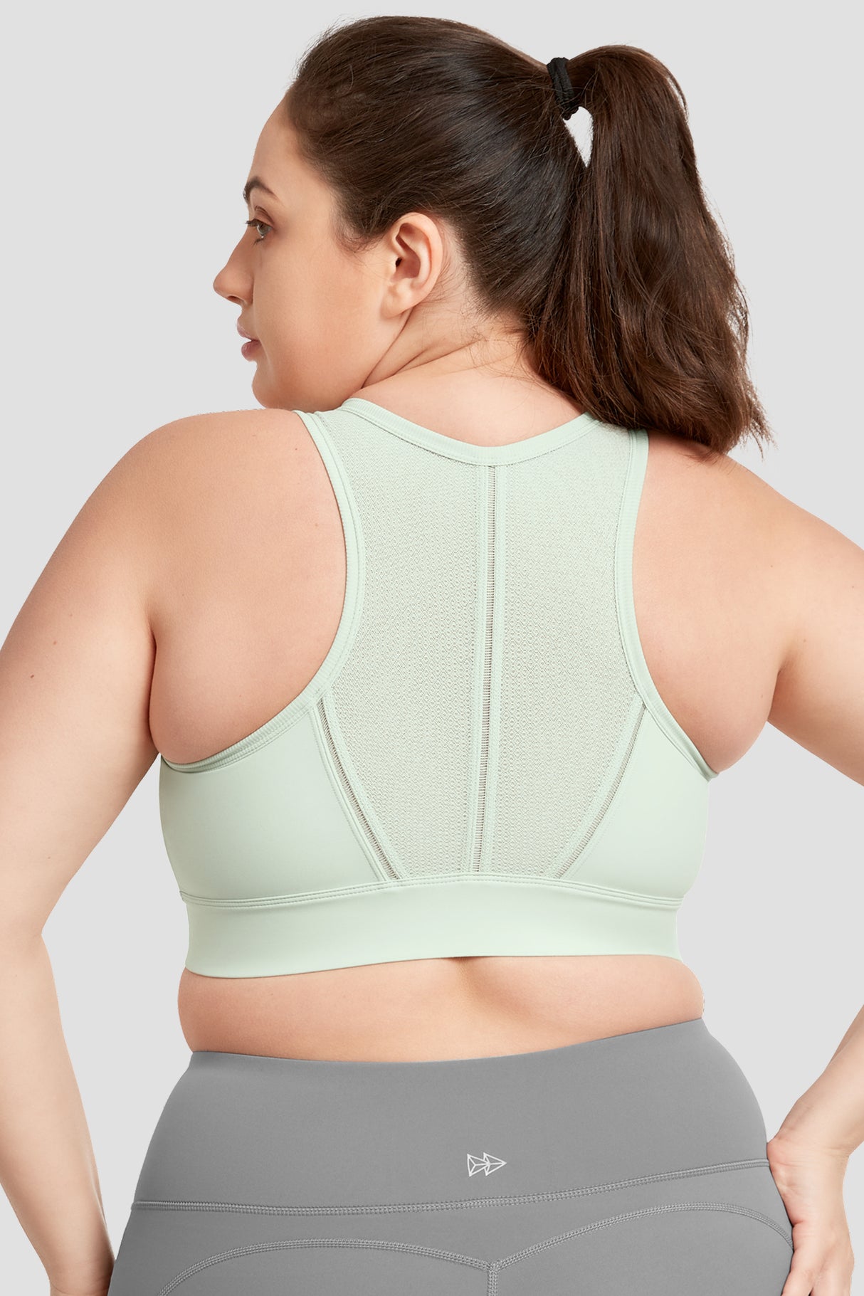 Reggiseno da corsa imbottito con cerniera frontale perforata Echo Jacquard | Reggiseno sportivo ad alto sostegno da donna