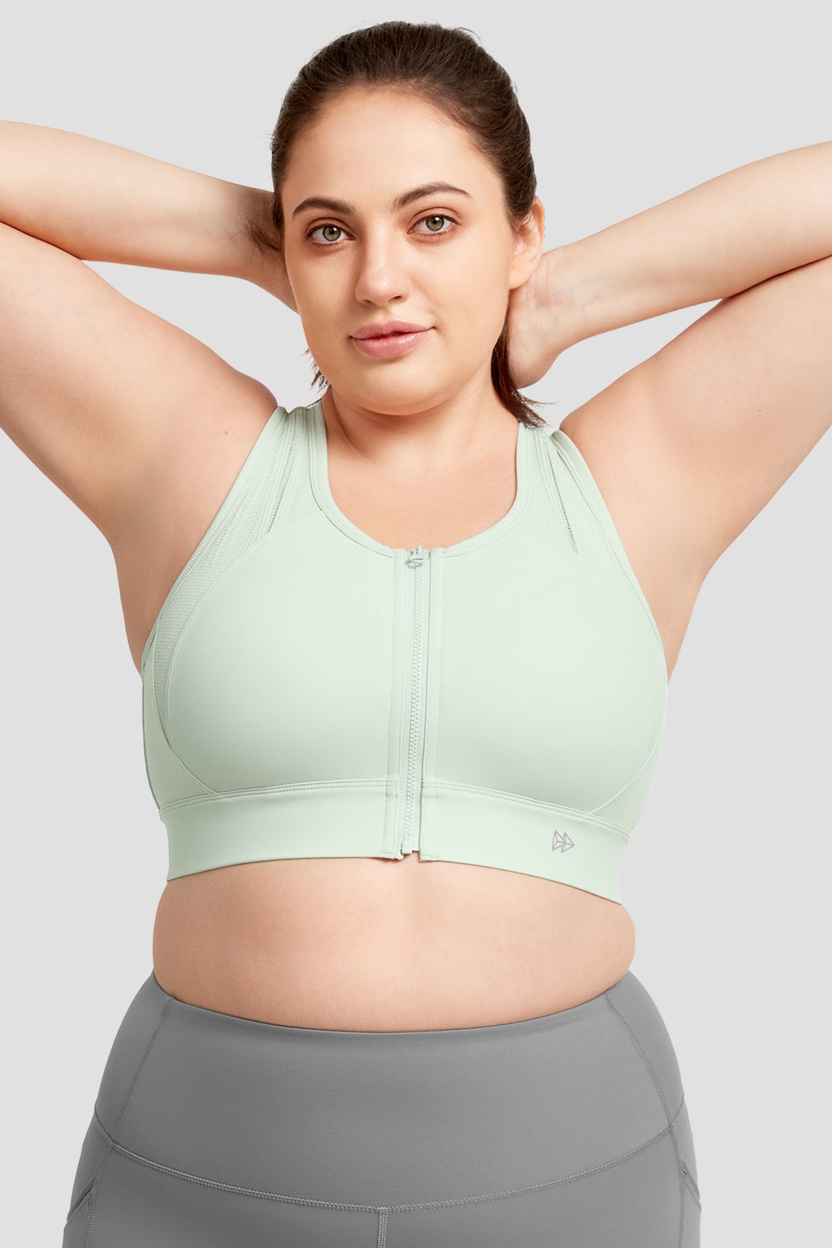 Reggiseno da corsa imbottito con cerniera frontale perforata Echo Jacquard | Reggiseno sportivo ad alto sostegno da donna