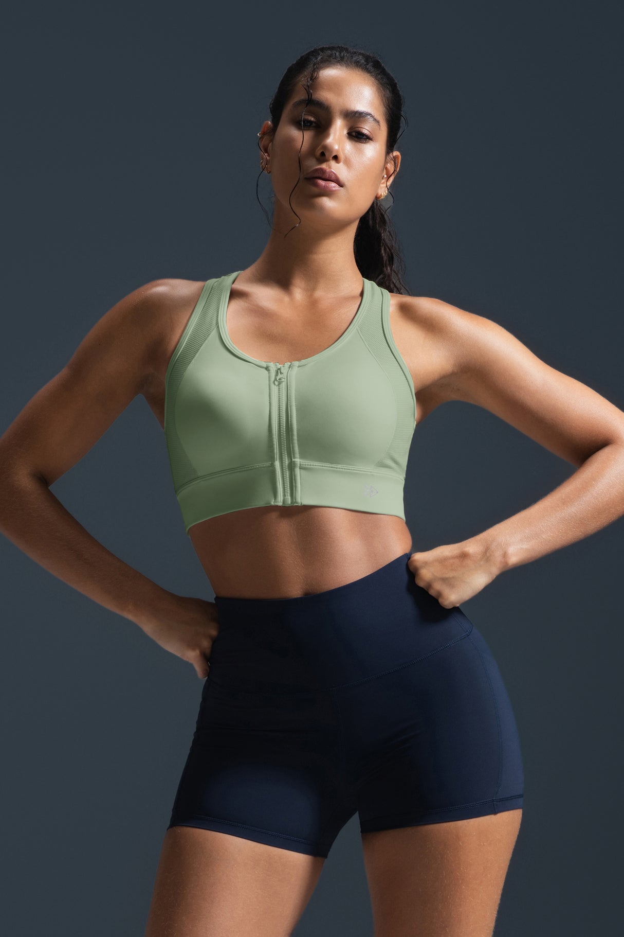 Enfold™ Zip-Front Mesh Racerback High-Support Bra for Larger Busts | Women's High Support Sports Bra