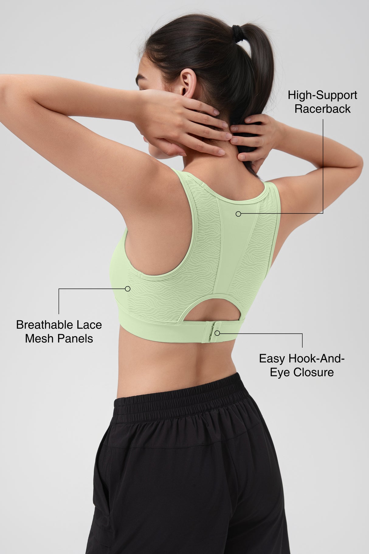 Power™ Racerback Breathable Lace Mesh Bra | Women's High Support Sports Bra