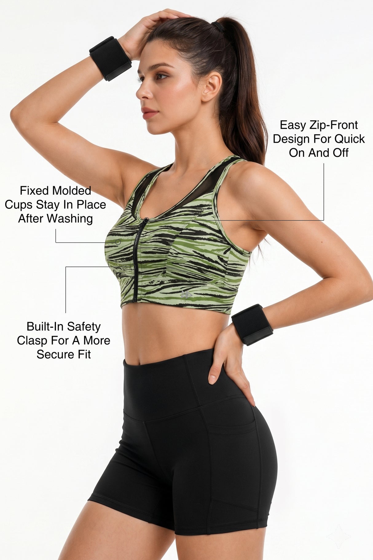 Power™ Zip-Front Secure High-Support Breathable Training Bra | High-Impact Support Best For Running, HIIT & Training