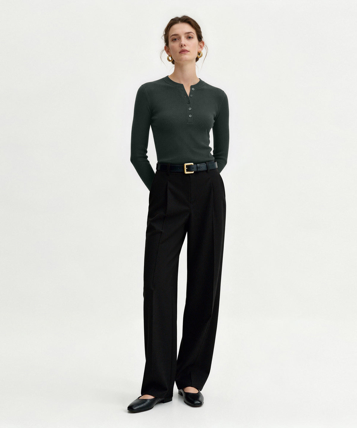 Anywhere™ Casual Half-Button Collar Long Sleeve Shirt | Women's Long Sleeve T-shirt