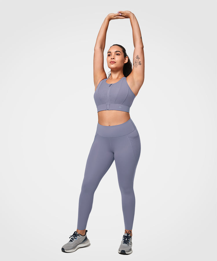 Reggiseno da corsa imbottito Echo Zipper Mesh Racerback | Reggiseno sportivo ad alto sostegno da donna