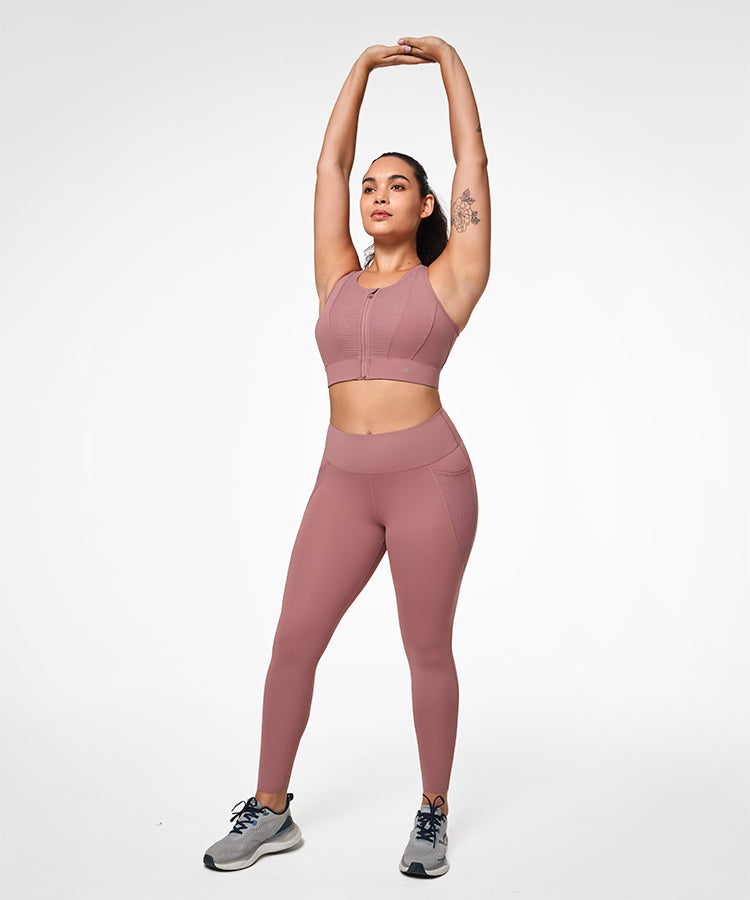 Reggiseno da corsa imbottito Echo Zipper Mesh Racerback | Reggiseno sportivo ad alto sostegno da donna