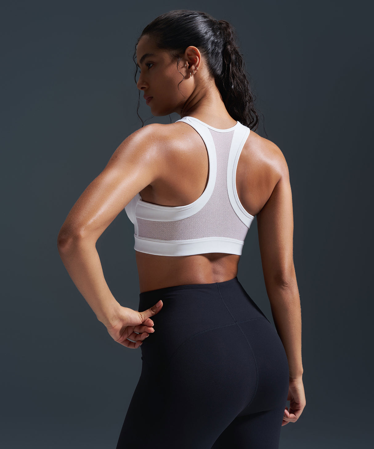 Enfold Zip Front Mesh Racerback Padded Running Bra | Women's High Support Sports Bra