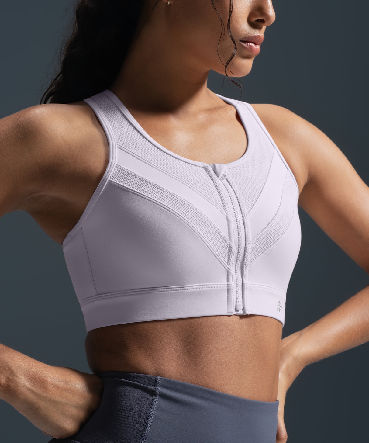Enfold Zip Mesh Padded Running Bra | Women's High Support Sports Bra