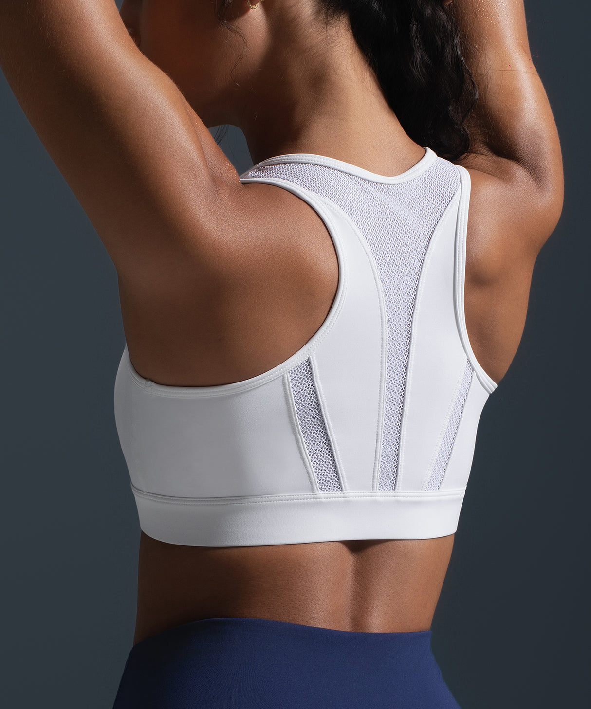 Sujetador para correr acolchado de malla con cremallera Enfold | Sujetador deportivo de alta sujeción para mujer