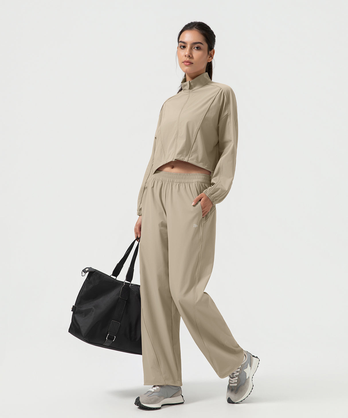 Anywhere Kurzer Stehkragen Mode Freizeitjacke | Damen Sportjacke