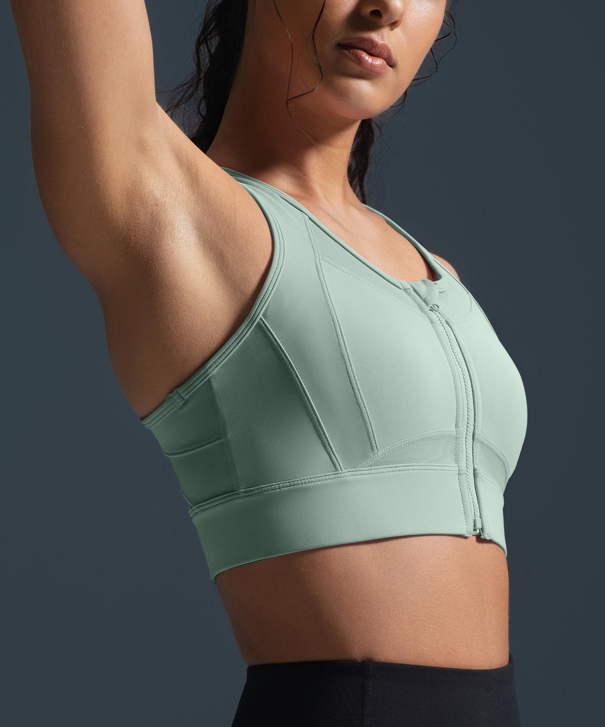 Sculpt Zip Mesh Racerback Padded Running Bra | Women's High Support Sports Bra Sculpt Zip Mesh Racerback Padded Running Bra | Women's High Support Sports Bra