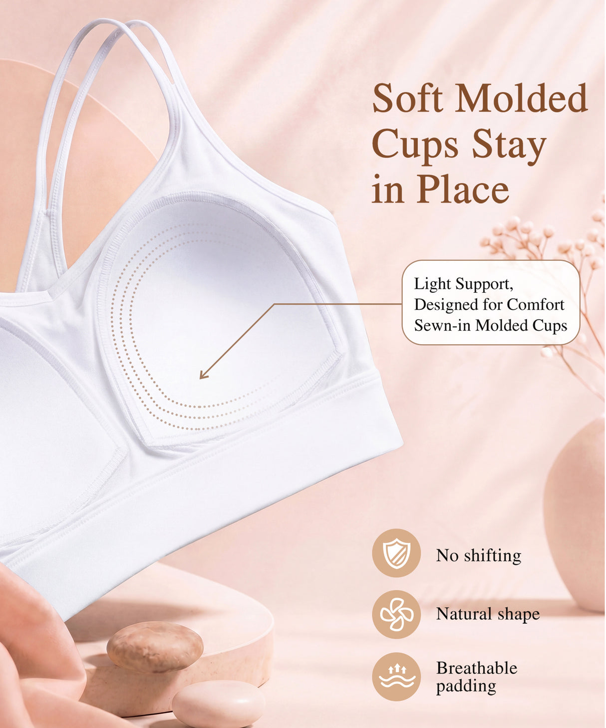 Anywhere V-Ausschnitt Diamond Mesh Yoga-BH | Leicht stützender Sport-BH für Damen