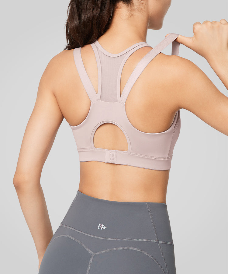 Power Zip Front Mesh Padded Running Bra | Damen Sport-BH mit starkem Halt