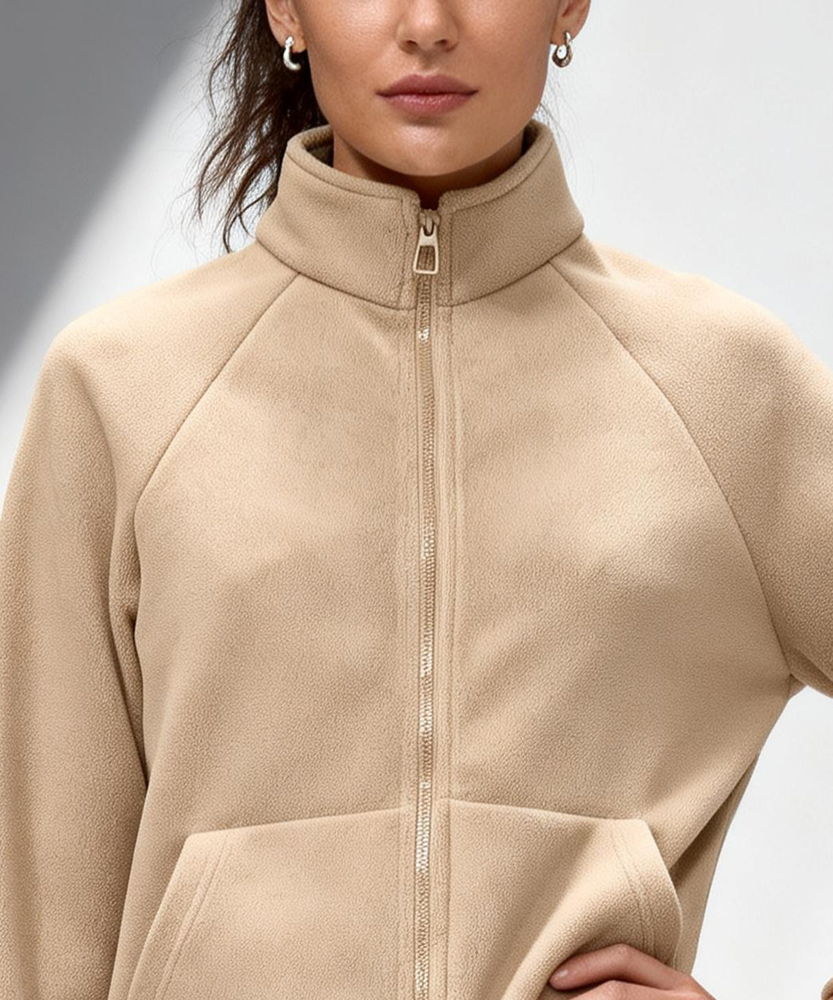 Anywhere Zip Pockets Fleece Stand Collar Jacket | Women's Sports Jacket
