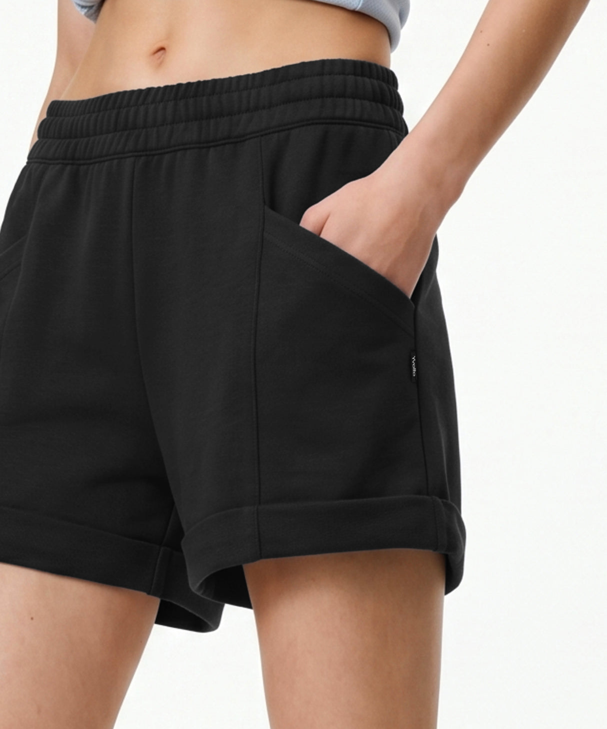 Anywhere Black Elastic Waistband & Adjustable Drawstring Multi-Pocket Shorts | Women's Running Shorts Anywhere Black Elastic Waistband & Adjustable Drawstring Multi-Pocket Shorts | Women's Running Shorts