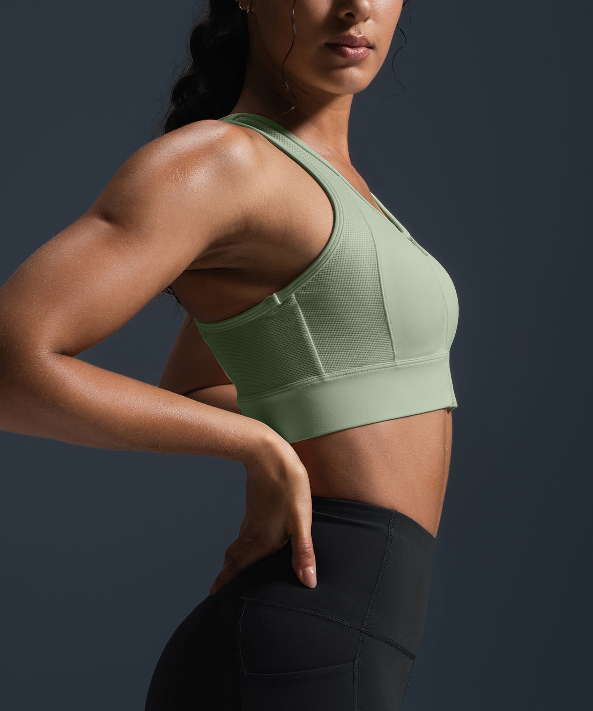 Reggiseno da corsa imbottito con zip frontale Enfold Racerback | Reggiseno sportivo ad alto sostegno da donna