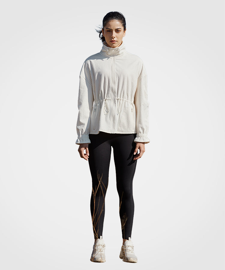 Shift Textured Drawstring Waist Fleece lined Jacket | Women's Sports Jacket