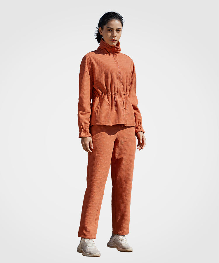 Shift Textured Drawstring Waist Fleece lined Jacket | Women's Sports Jacket