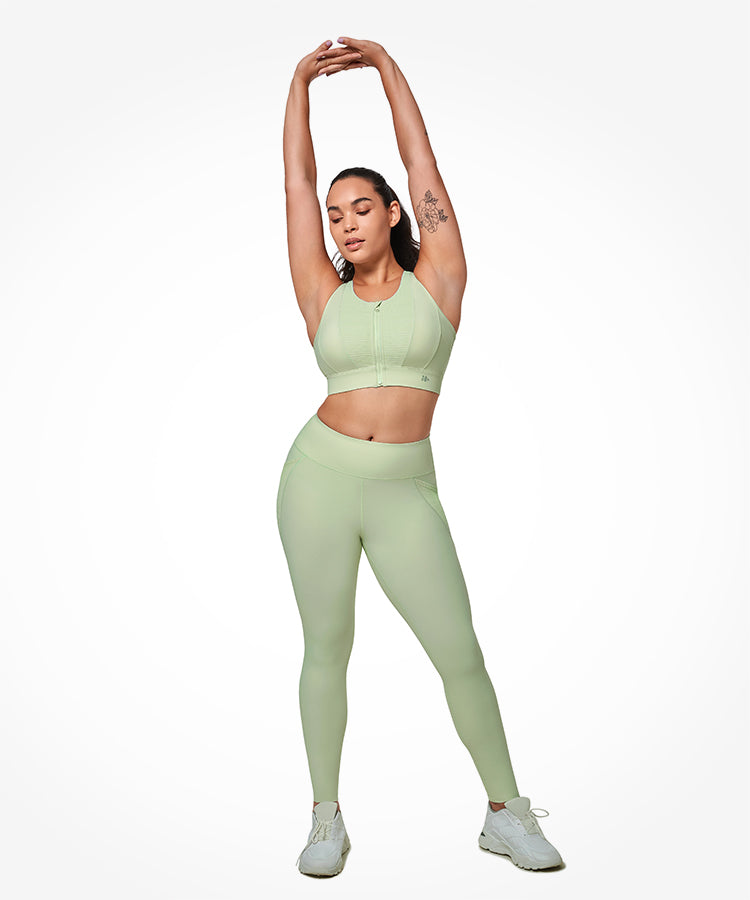 Reggiseno da corsa imbottito Echo Zipper Mesh Racerback | Reggiseno sportivo ad alto sostegno da donna