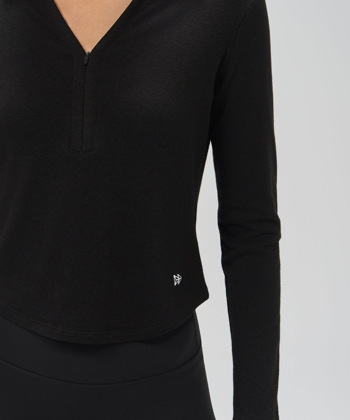 Anywhere Brushed Half-Zip Long Sleeve Crop Top | Women's Long Sleeve T-shirt