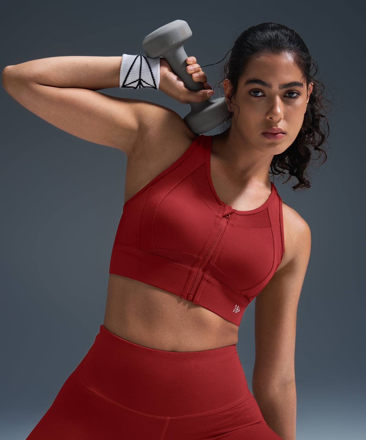 Sculpt Zip Mesh Racerback Padded Running Bra | Women's High Support Sports Bra