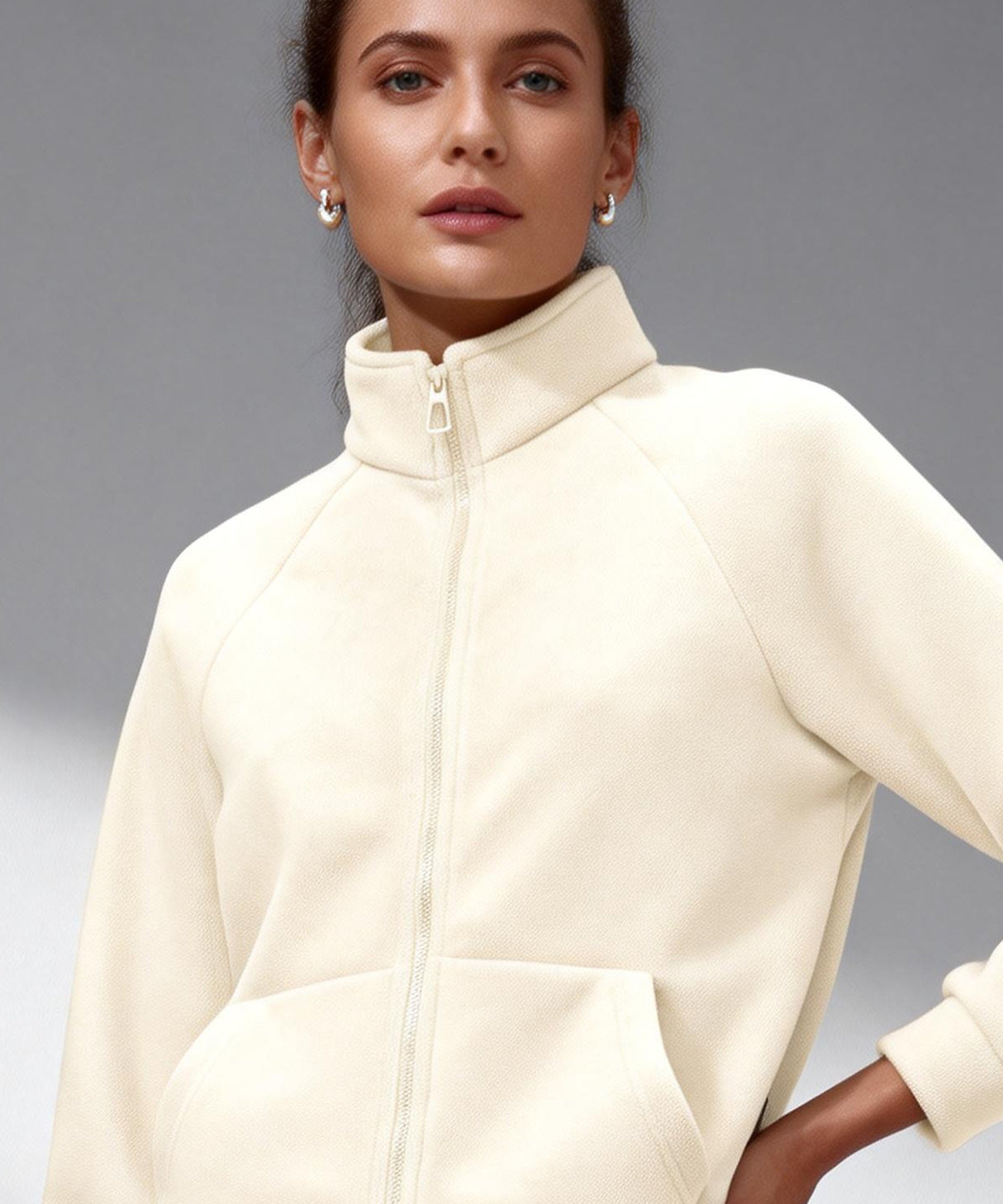 Anywhere Zip Pockets Fleece Stand Collar Jacket | Women's Sports Jacket