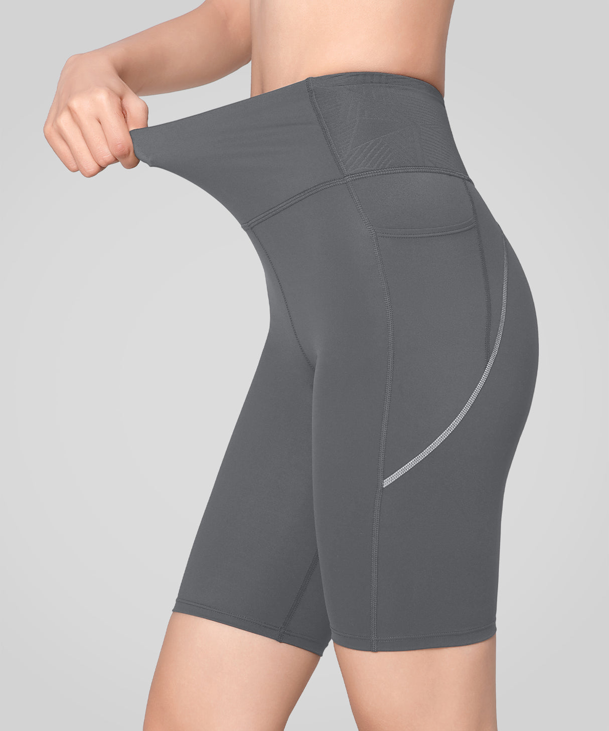 Echo Stretchy High Waist Shorts with Side Pockets 9‘’| Women's High Support Running Shorts