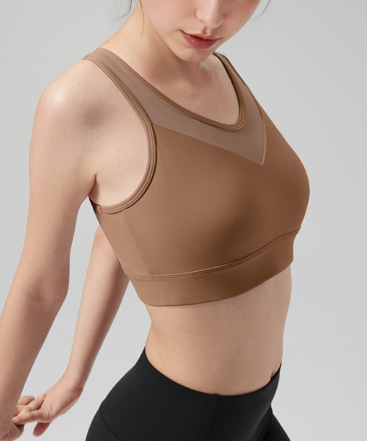 Power Front Sheer Mesh H-Back Sports Bra| Women's High Support Sports Bra