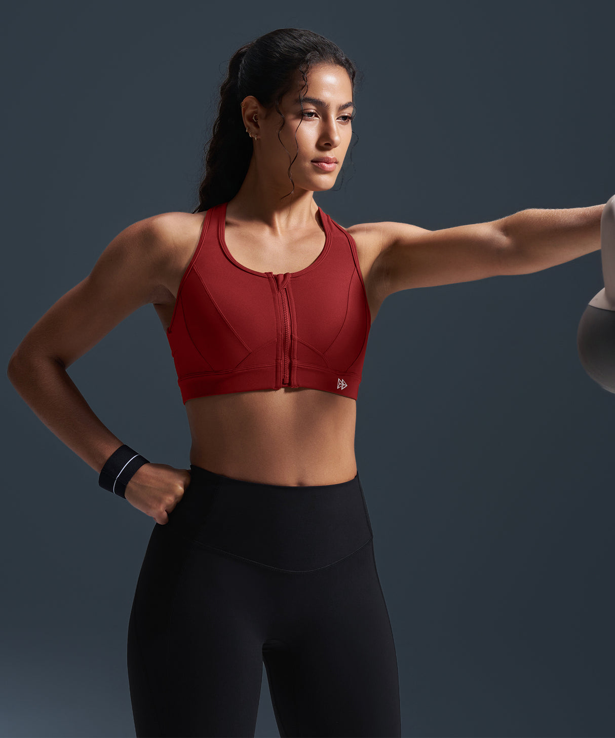 Reggiseno da corsa imbottito con schiena incrociata in rete e cerniera frontale Enfold | Reggiseno sportivo ad alto sostegno da donna Reggiseno da corsa imbottito con schiena incrociata in rete e cerniera frontale Enfold | Reggiseno sportivo ad alto sostegno da donna