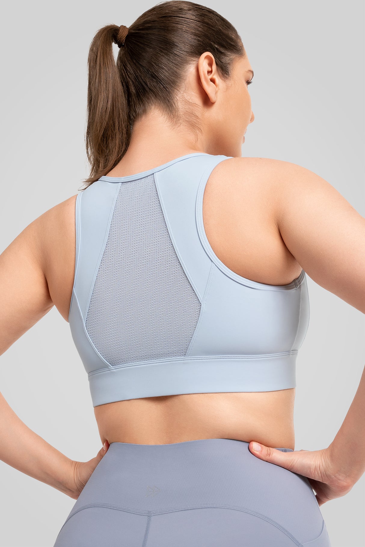 Reggiseno da corsa imbottito con cerniera frontale in rete Jacquard Echo | Reggiseno sportivo ad alto sostegno da donna