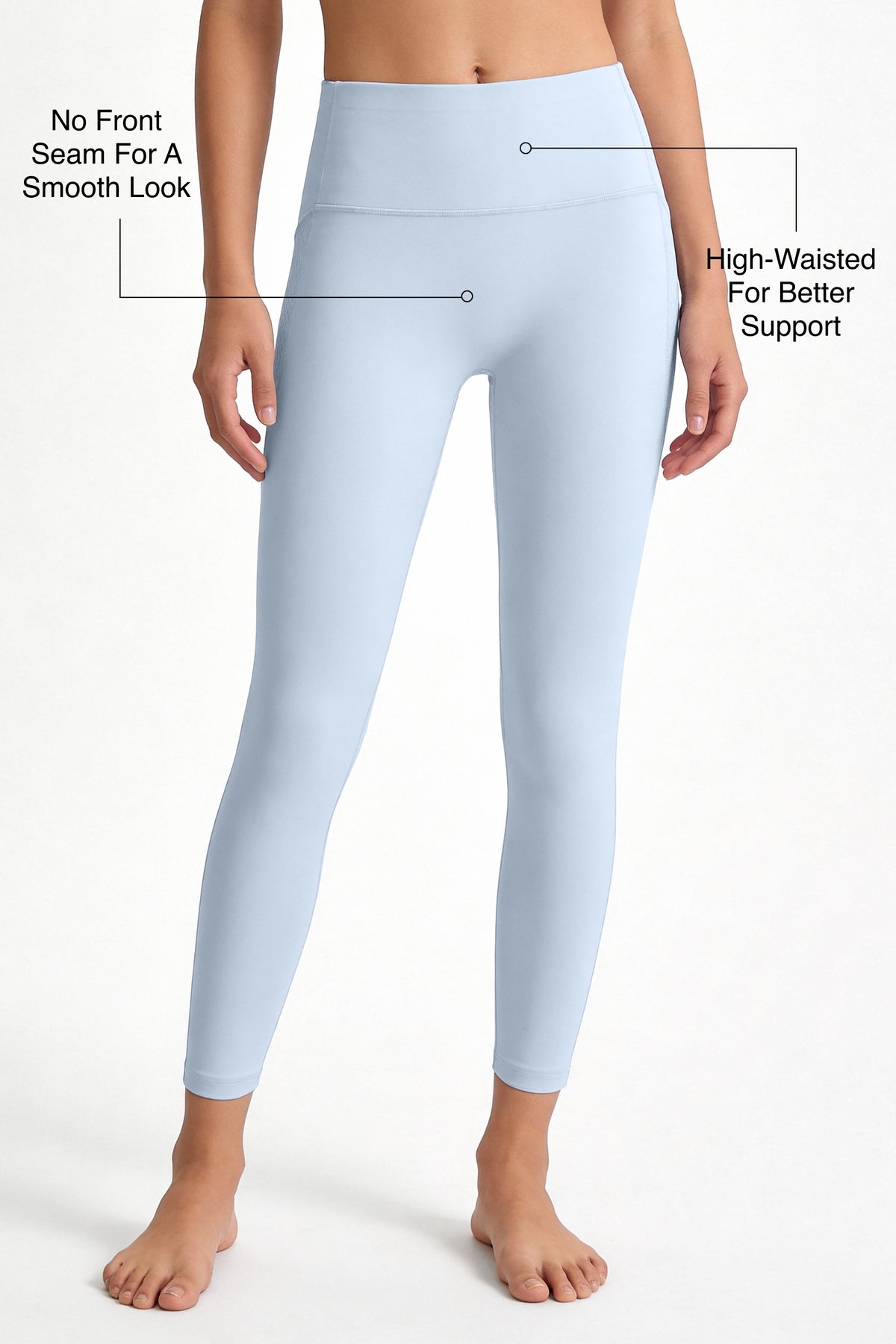 Shift™ High-Waisted No Front Seam Pocketed Sports Leggings | Sports Leggings Best For Running, Yoga & HIIT