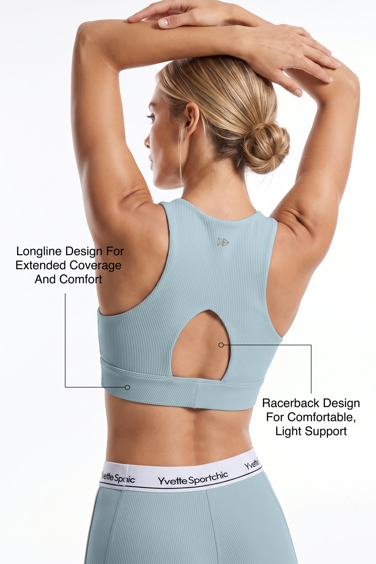 Anywhere™ Removable Cups Racerback Longline Light Support Bra | Women's Light Support Sports Bra Best For Yoga, HIIT
