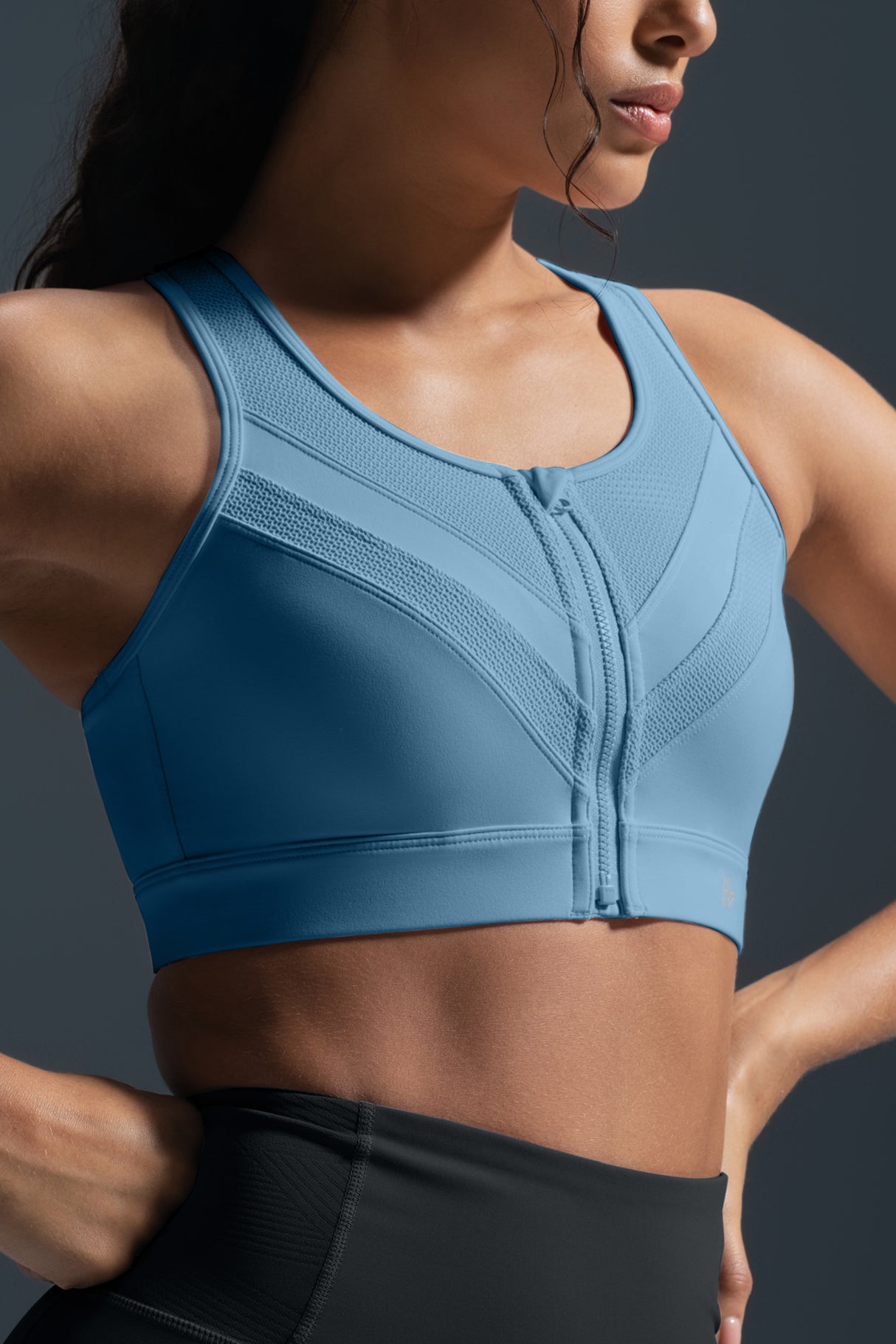 Enfold Zip Mesh Vadderad Löpar-BH | Sport-BH med Högt Stöd för Damer (Plus Size)