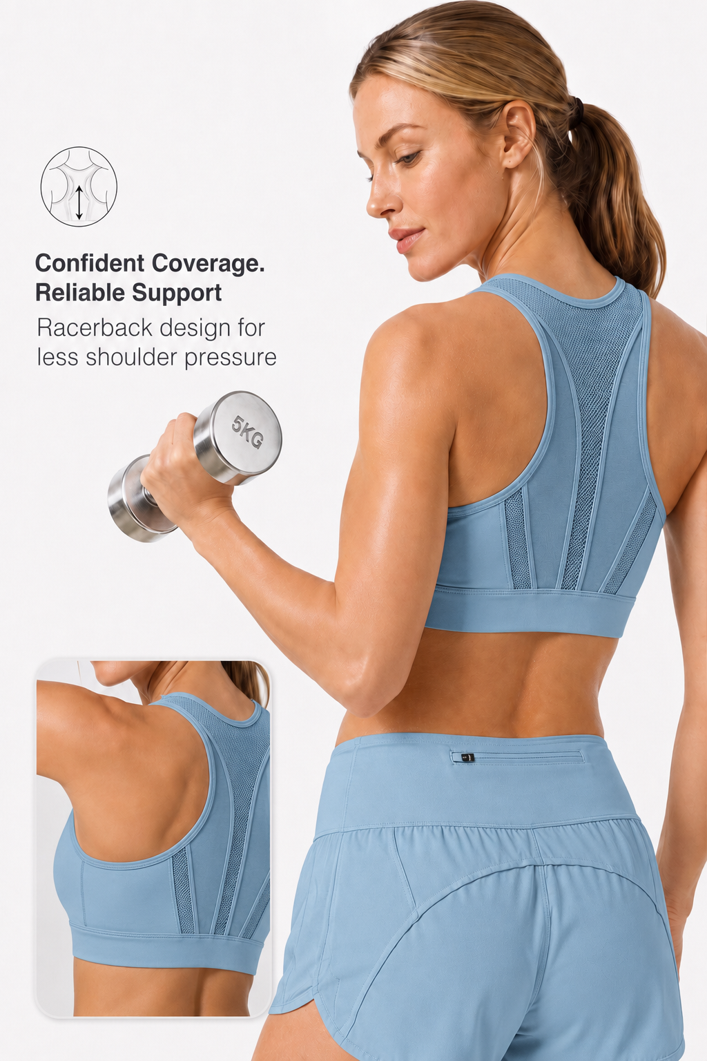Enfold Zip Mesh Vadderad Löpar-BH | Sport-BH med Högt Stöd för Damer (Plus Size)